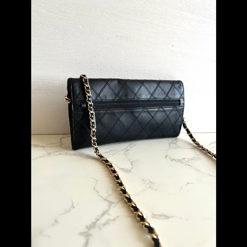 【LA LUNE】絕版中古包 Chanel 黑色信封斜背包 單肩包 錢包 側背包 古董包-5