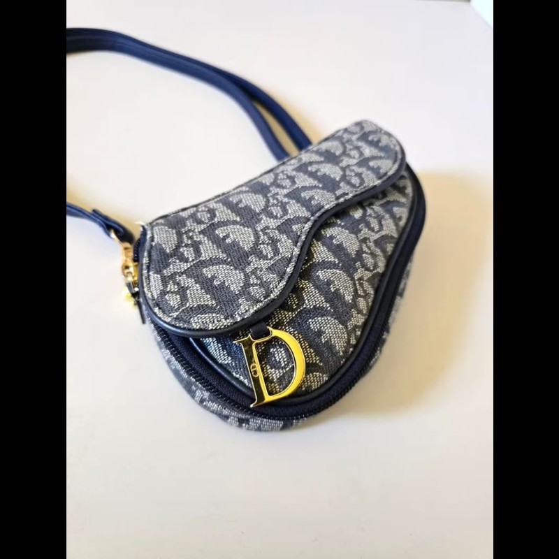 【LA LUNE】稀有中古包 Dior深藍老花馬鞍包 單肩包 側背包 斜背包 古董二手-2