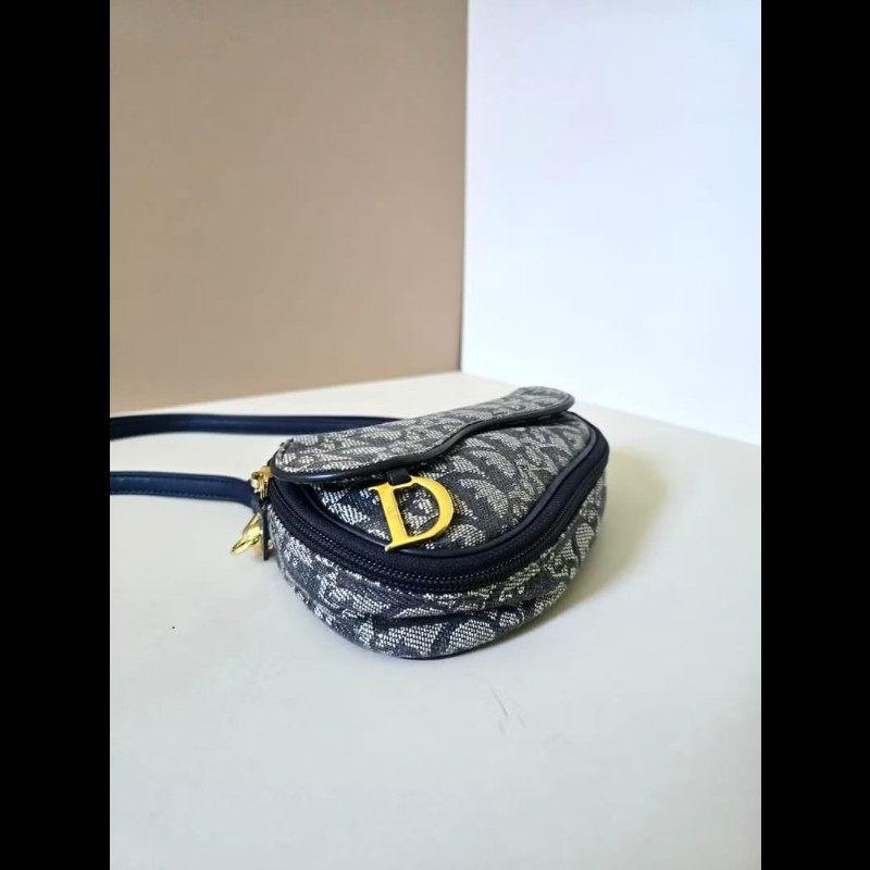 【LA LUNE】稀有中古包 Dior深藍老花馬鞍包 單肩包 側背包 斜背包 古董二手-3
