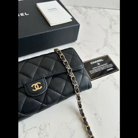 【LA LUNE】絕版古董包 Chanel黑色WOC皮革包 側背包 斜背包 中古二手包 長夾