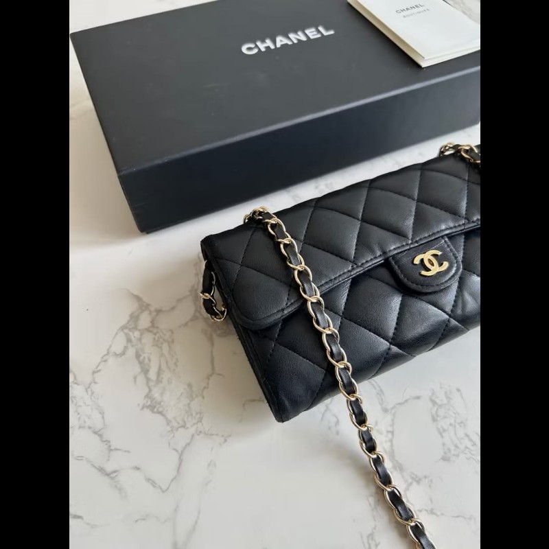 【LA LUNE】絕版古董包 Chanel黑色WOC皮革包 側背包 斜背包 中古二手包 長夾-5