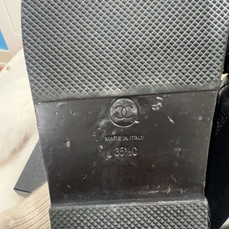 Chanel 黑色涼拖鞋 蝴蝶結 山茶花-22