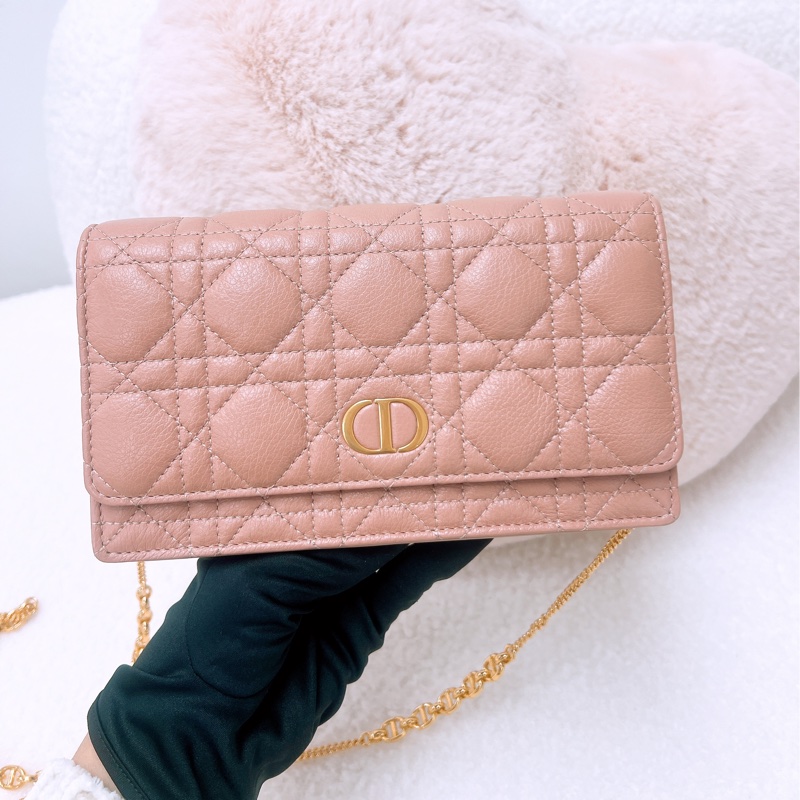 Dior caro woc / pouch with chain 粉色鏈條包-0