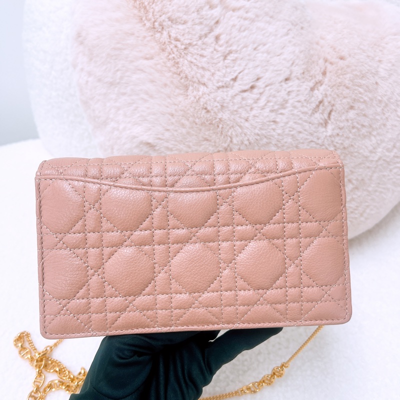 Dior caro woc / pouch with chain 粉色鏈條包-5