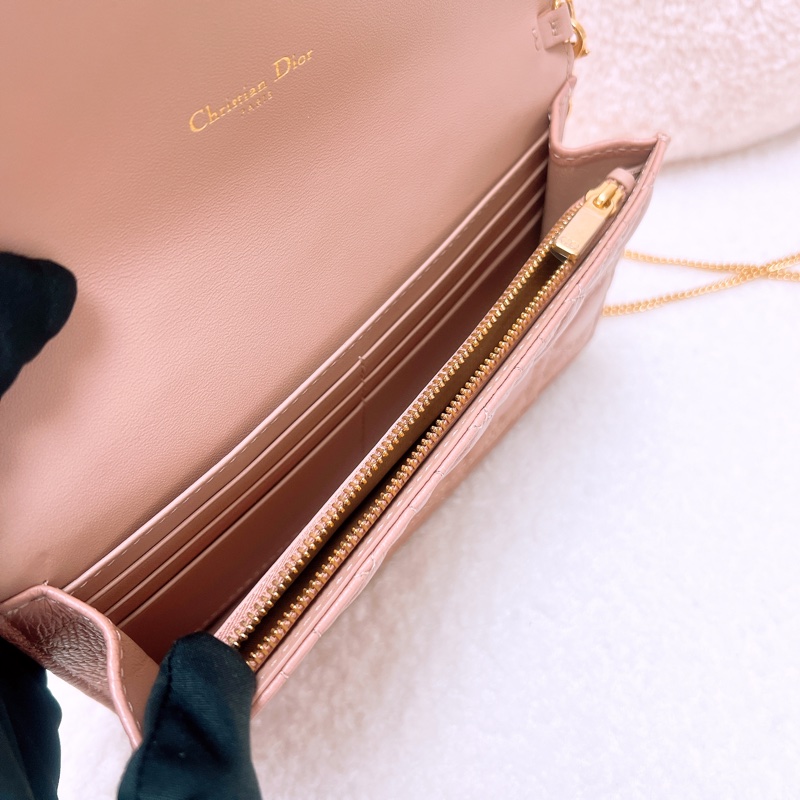 Dior caro woc / pouch with chain 粉色鏈條包-10