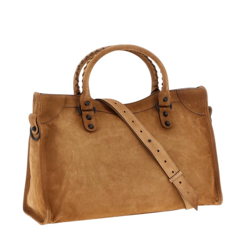 🎉新品好折扣✨Balenciaga 823058 Le City 麂皮中款機車包 焦糖色-7