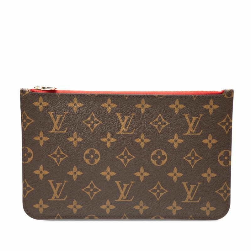 路易威登 Monogram Neverfull MM 手提包，棕色和紅色，附帶小袋。女士款。-0