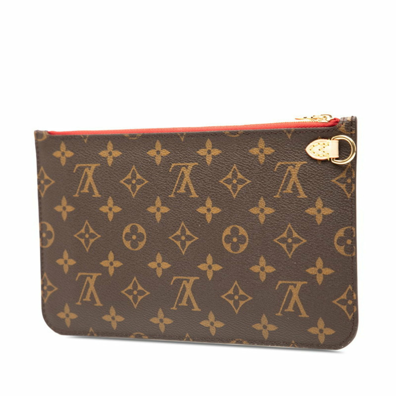 路易威登 Monogram Neverfull MM 手提包，棕色和紅色，附帶小袋。女士款。-1