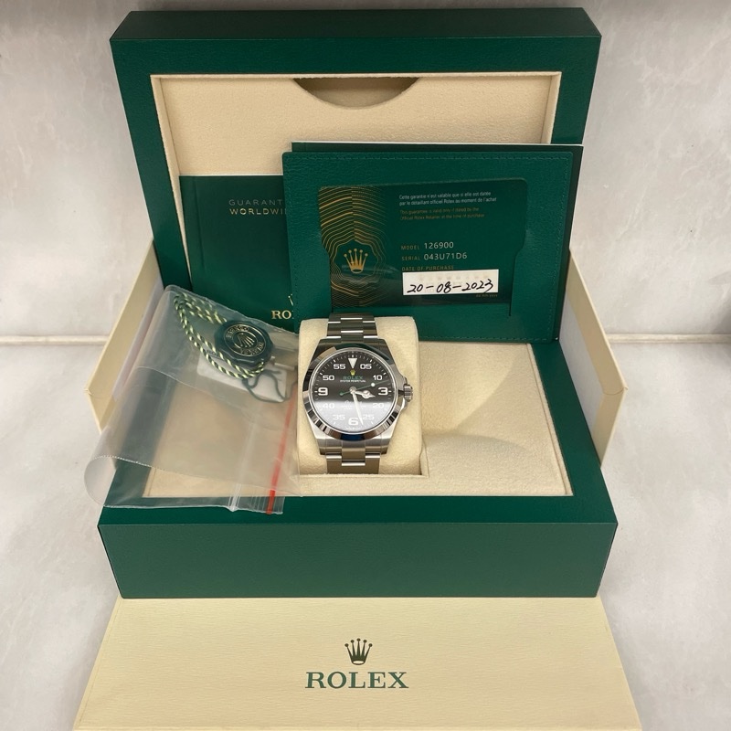 ROLEX 勞力士蠔式 Air-King 空中霸王 126900 綠色秒針 空霸 不鏽鋼 黃色ROLEX皇冠品牌.大三針-4