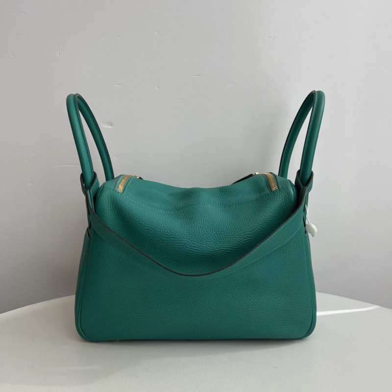 Hermes愛馬仕Lindy30維羅納綠金扣TC皮D刻-1