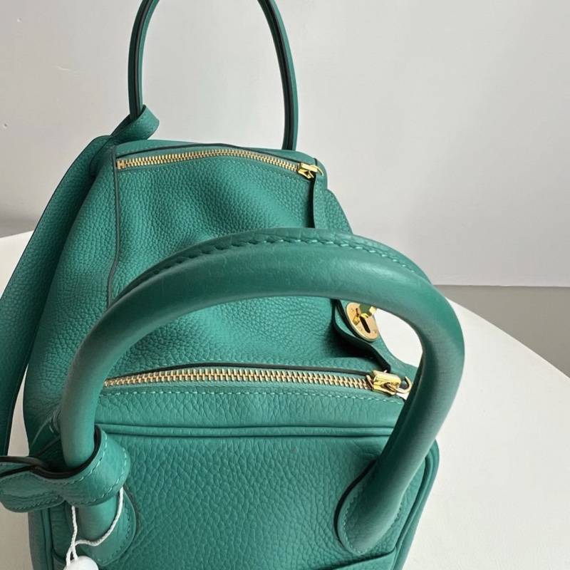 Hermes愛馬仕Lindy30維羅納綠金扣TC皮D刻-5