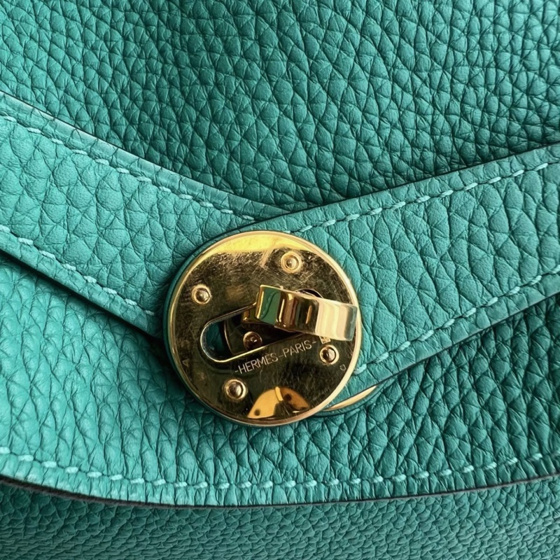Hermes愛馬仕Lindy30維羅納綠金扣TC皮D刻-6