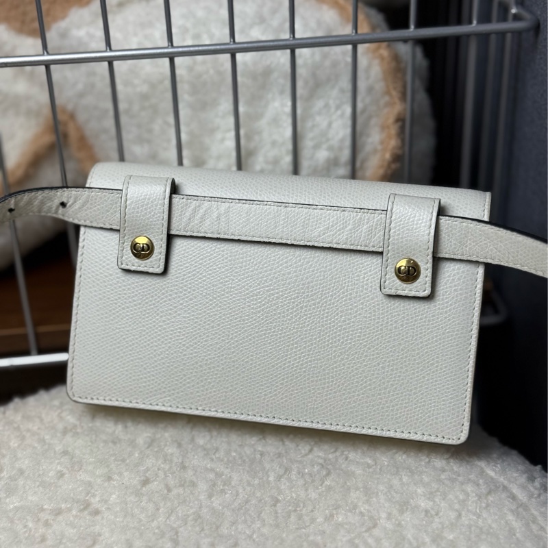 Dior全皮白色馬鞍腰包-2