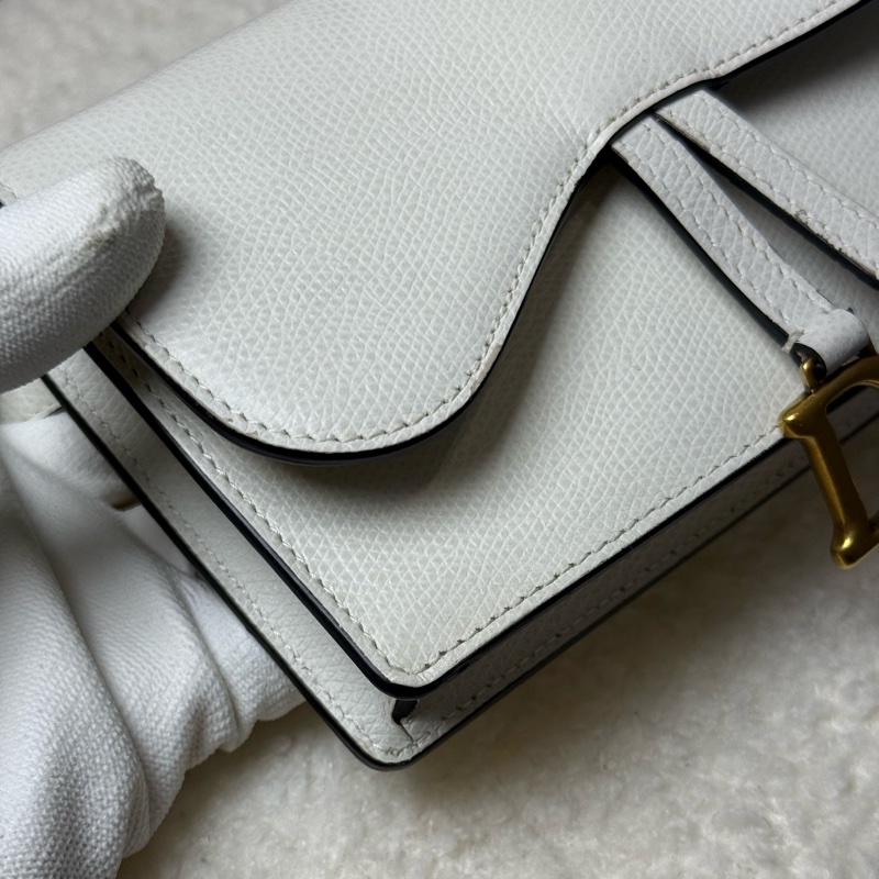 Dior全皮白色馬鞍腰包-7