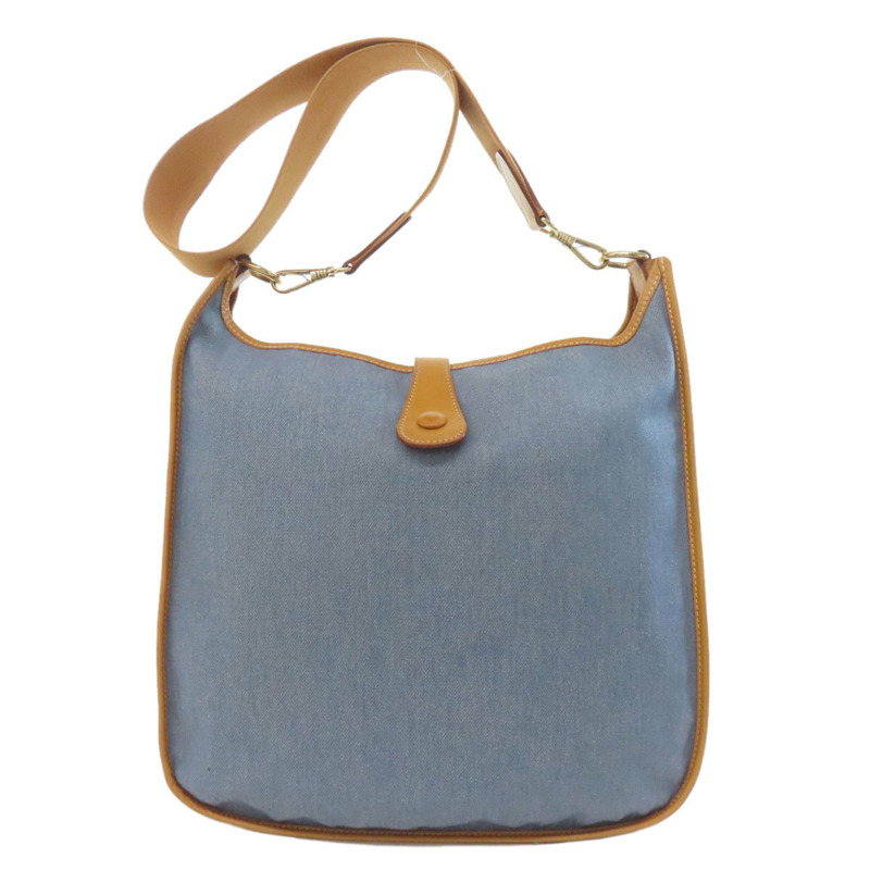 愛馬仕 Hermès Evelyne GM 金色五金配件女士單肩包，牛仔布和小牛皮材質。-1