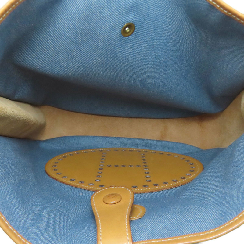 愛馬仕 Hermès Evelyne GM 金色五金配件女士單肩包，牛仔布和小牛皮材質。-4