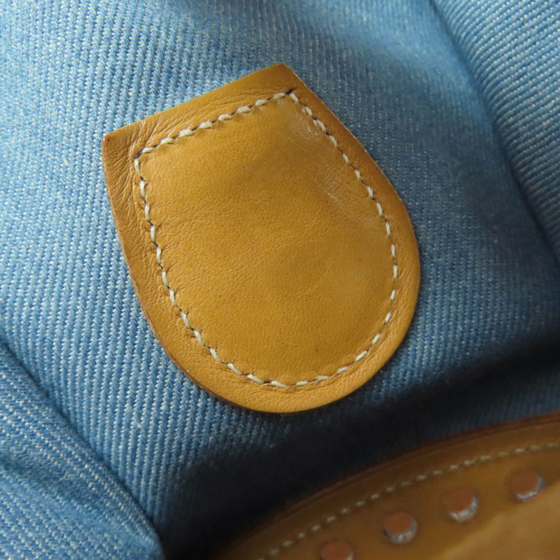 愛馬仕 Hermès Evelyne GM 金色五金配件女士單肩包，牛仔布和小牛皮材質。-10