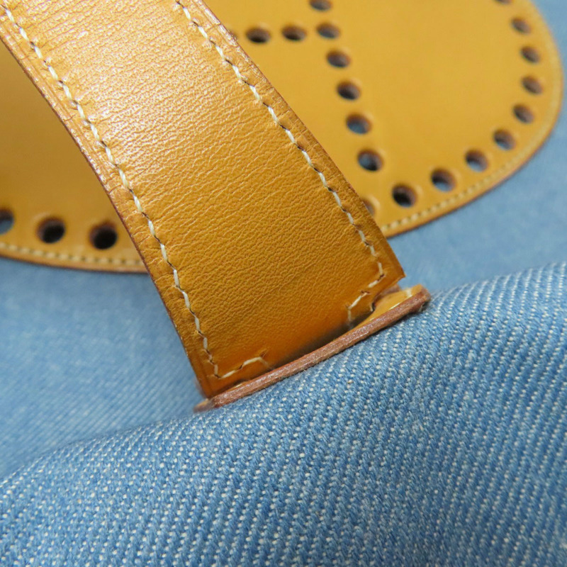 愛馬仕 Hermès Evelyne GM 金色五金配件女士單肩包，牛仔布和小牛皮材質。-11