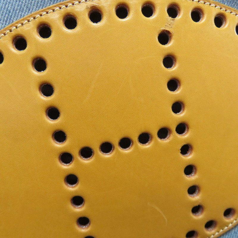 愛馬仕 Hermès Evelyne GM 金色五金配件女士單肩包，牛仔布和小牛皮材質。-12