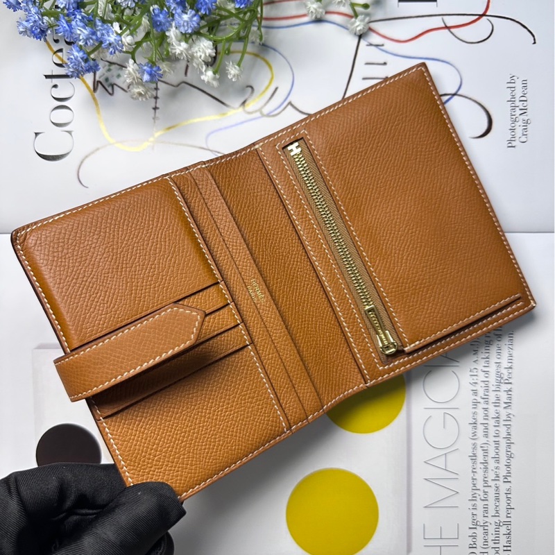 愛馬仕金棕bearn短夾-2