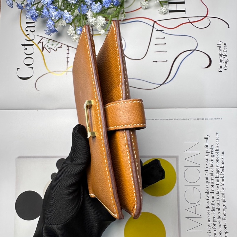 愛馬仕金棕bearn短夾-4