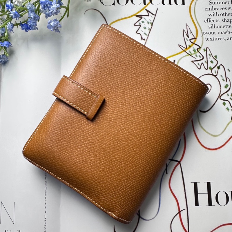 愛馬仕金棕bearn短夾-7