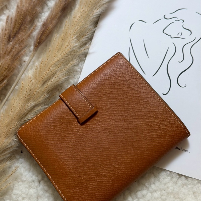 愛馬仕金棕bearn短夾-7