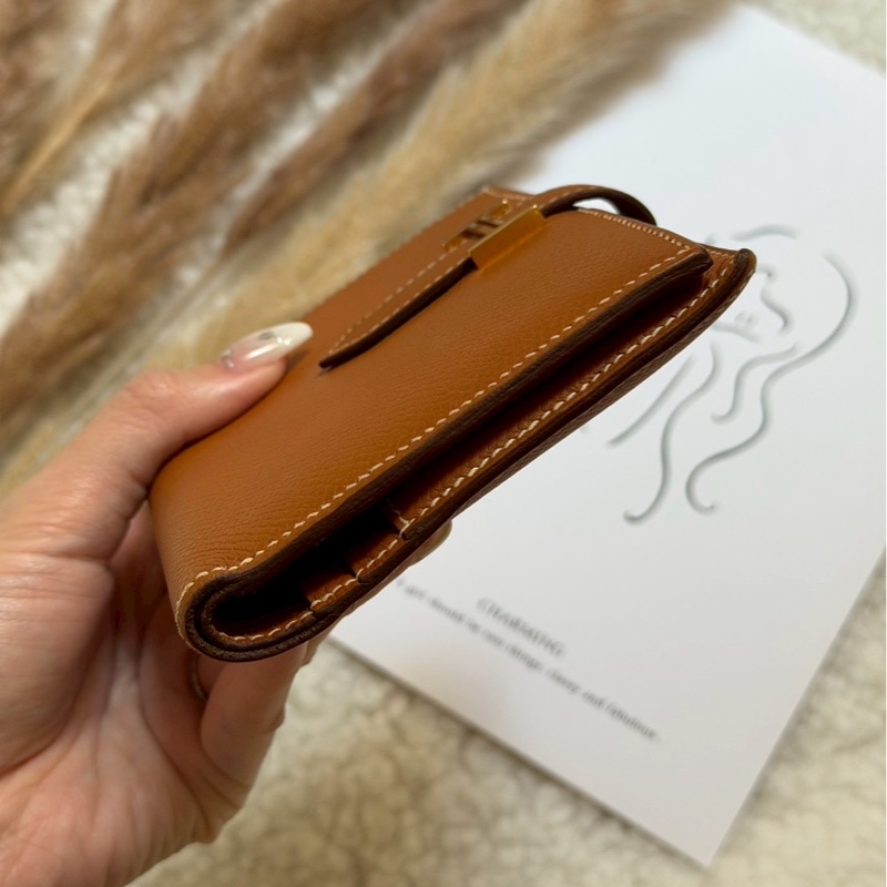 愛馬仕金棕bearn短夾-9