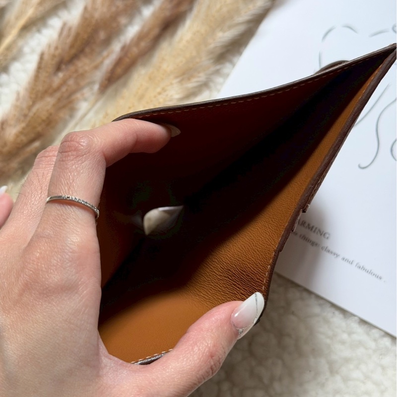 愛馬仕金棕bearn短夾-12