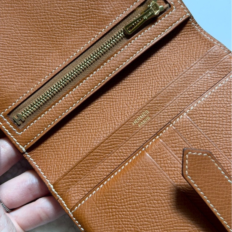 愛馬仕金棕bearn短夾-13