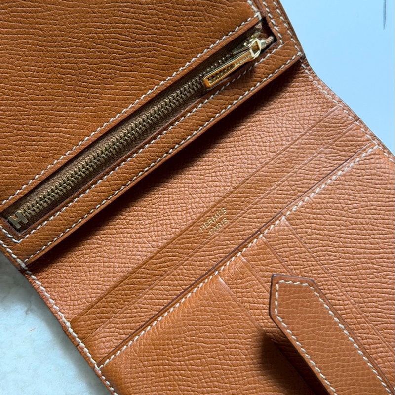 愛馬仕金棕bearn短夾-15