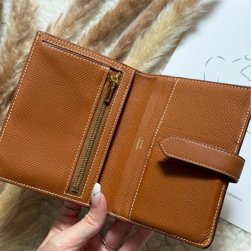 愛馬仕金棕bearn短夾-16