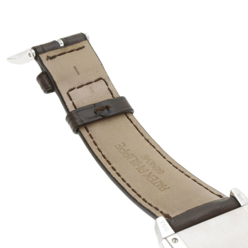 百達翡麗 5111G-001 Gondolo 男士腕錶，18K 白金錶殼，皮革錶帶-10