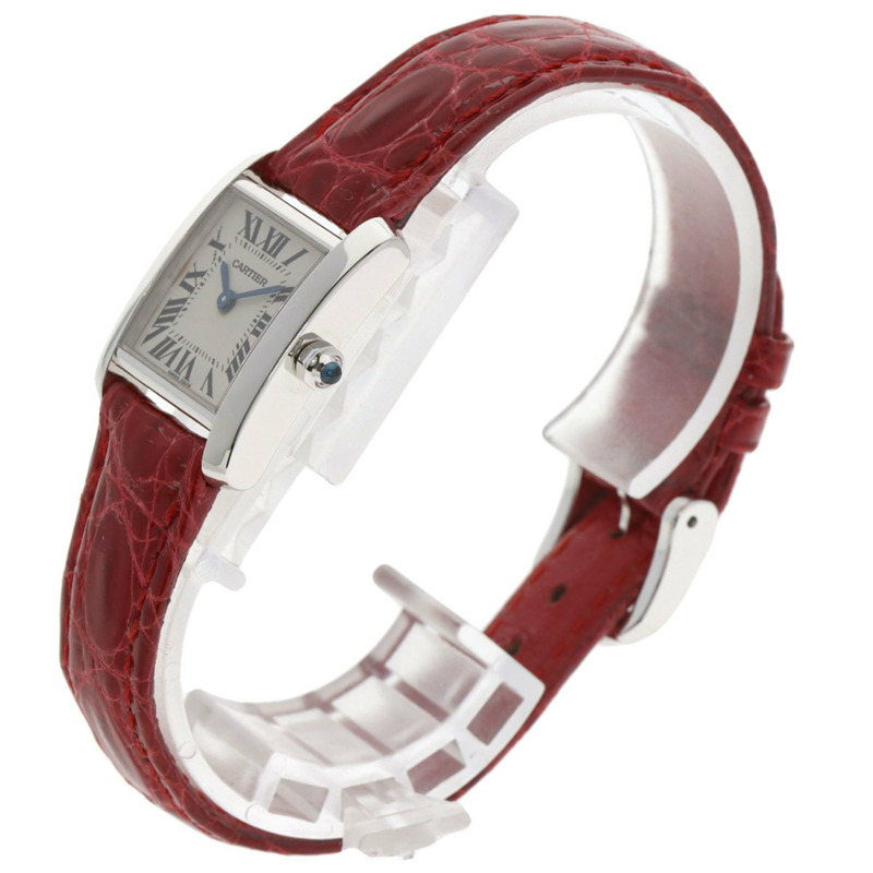 卡地亞 Tank Française 小號腕錶，18K 白金，皮革錶帶，女款-1