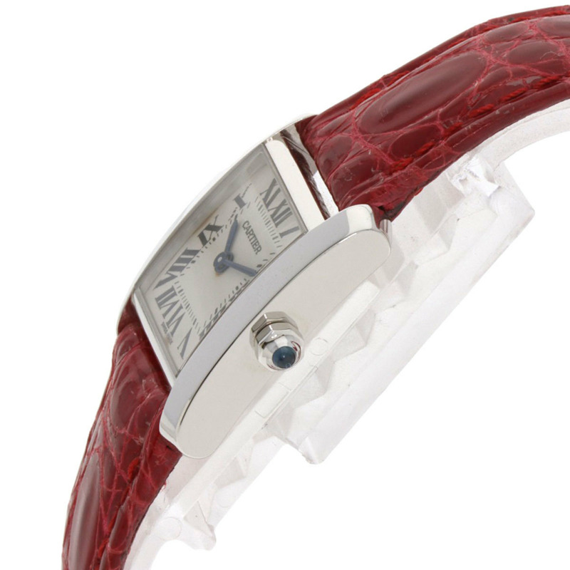 卡地亞 Tank Française 小號腕錶，18K 白金，皮革錶帶，女款-4