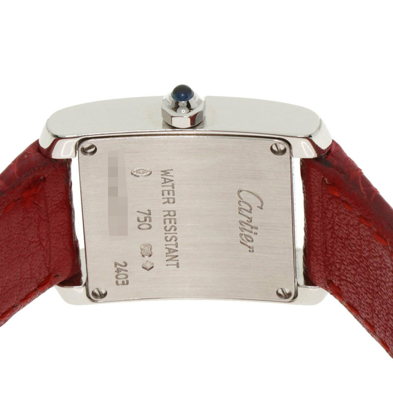 卡地亞 Tank Française 小號腕錶，18K 白金，皮革錶帶，女款-6