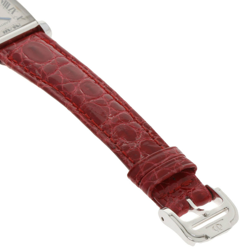 卡地亞 Tank Française 小號腕錶，18K 白金，皮革錶帶，女款-10