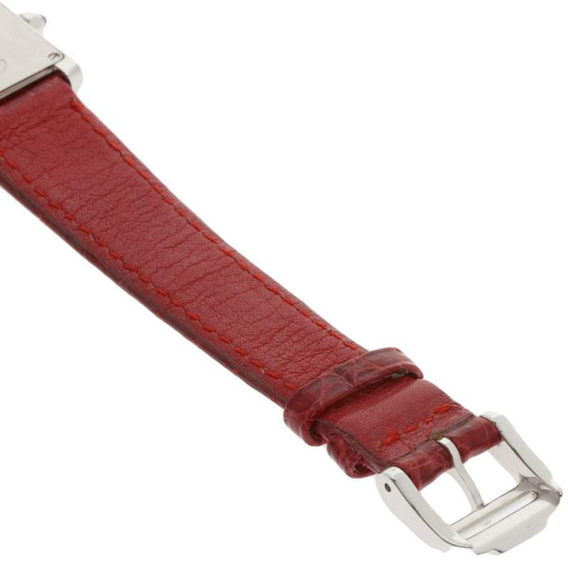 卡地亞 Tank Française 小號腕錶，18K 白金，皮革錶帶，女款-11