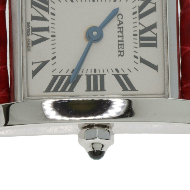 卡地亞 Tank Française 小號腕錶，18K 白金，皮革錶帶，女款-18