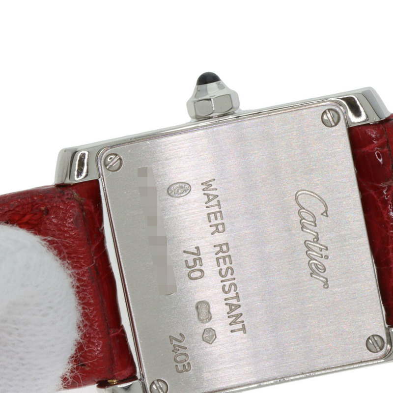 卡地亞 Tank Française 小號腕錶，18K 白金，皮革錶帶，女款-19