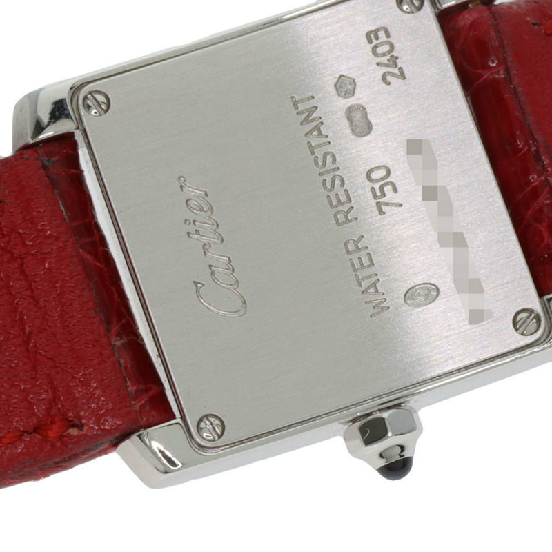 卡地亞 Tank Française 小號腕錶，18K 白金，皮革錶帶，女款-20