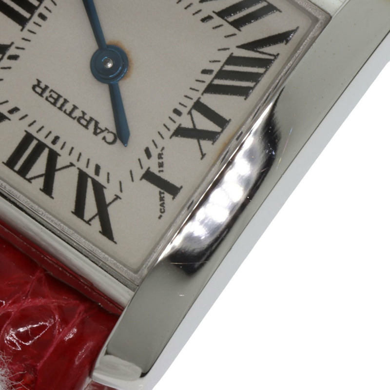 卡地亞 Tank Française 小號腕錶，18K 白金，皮革錶帶，女款-21