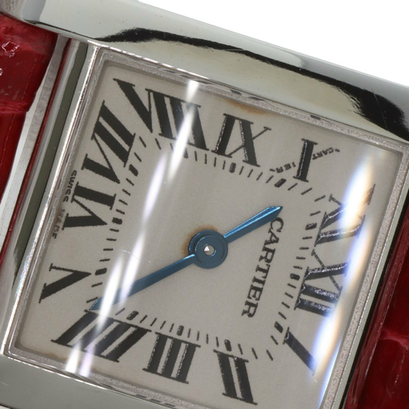 卡地亞 Tank Française 小號腕錶，18K 白金，皮革錶帶，女款-25