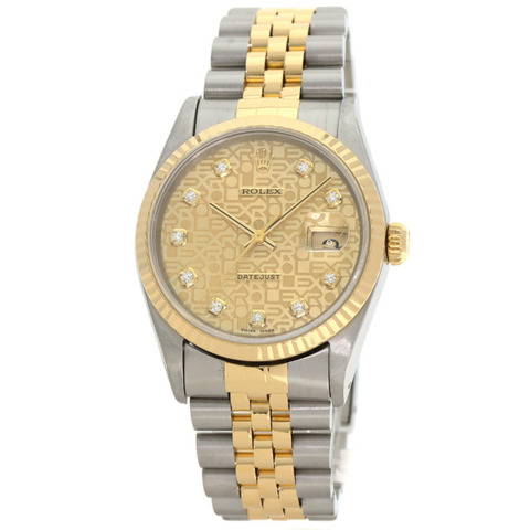 勞力士 16233G Datejust 10P 鑲鑽腕錶，不鏽鋼 SSx18KYG，18KYG，男款