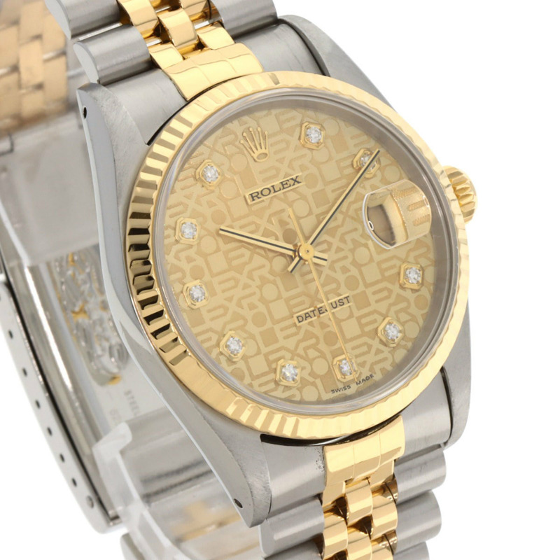 勞力士 16233G Datejust 10P 鑲鑽腕錶,不鏽鋼 SSx18KYG,18KYG,男款-3