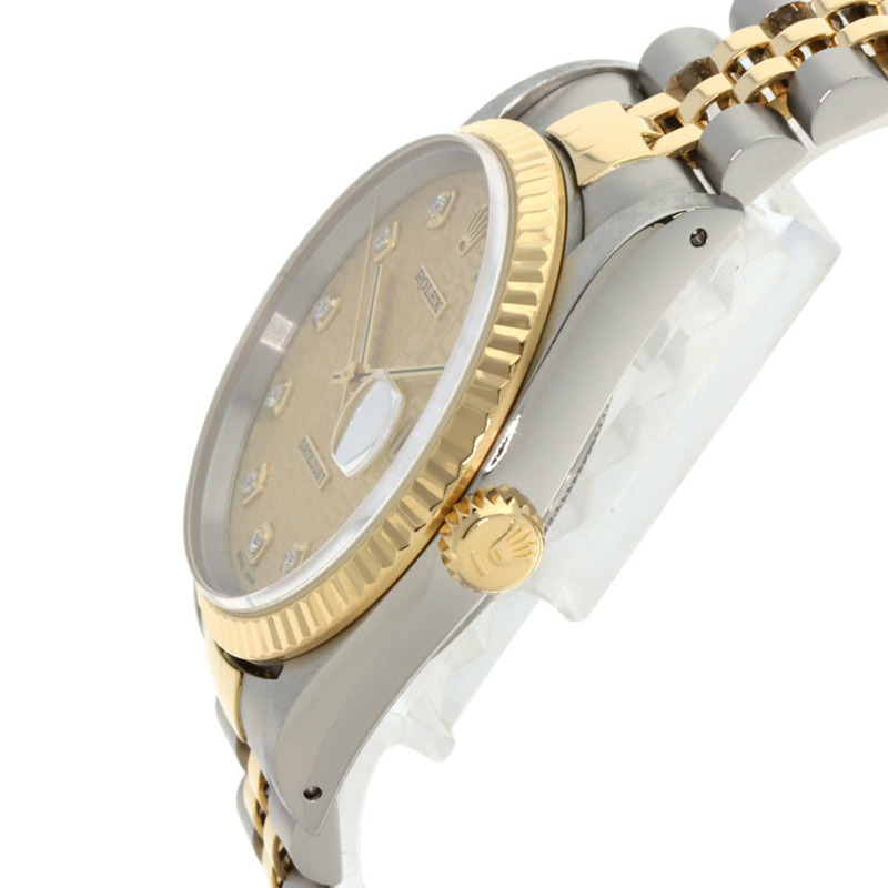 勞力士 16233G Datejust 10P 鑲鑽腕錶,不鏽鋼 SSx18KYG,18KYG,男款-4