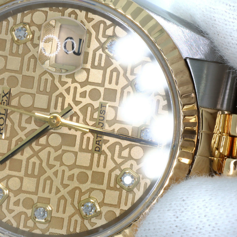勞力士 16233G Datejust 10P 鑲鑽腕錶,不鏽鋼 SSx18KYG,18KYG,男款-29