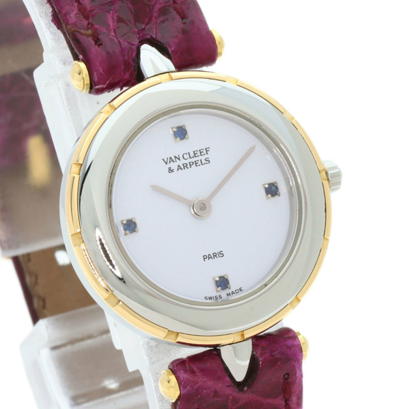 梵克雅寶 43607 La Collection 女士腕錶，精鋼和皮革錶帶，SSxGP-3