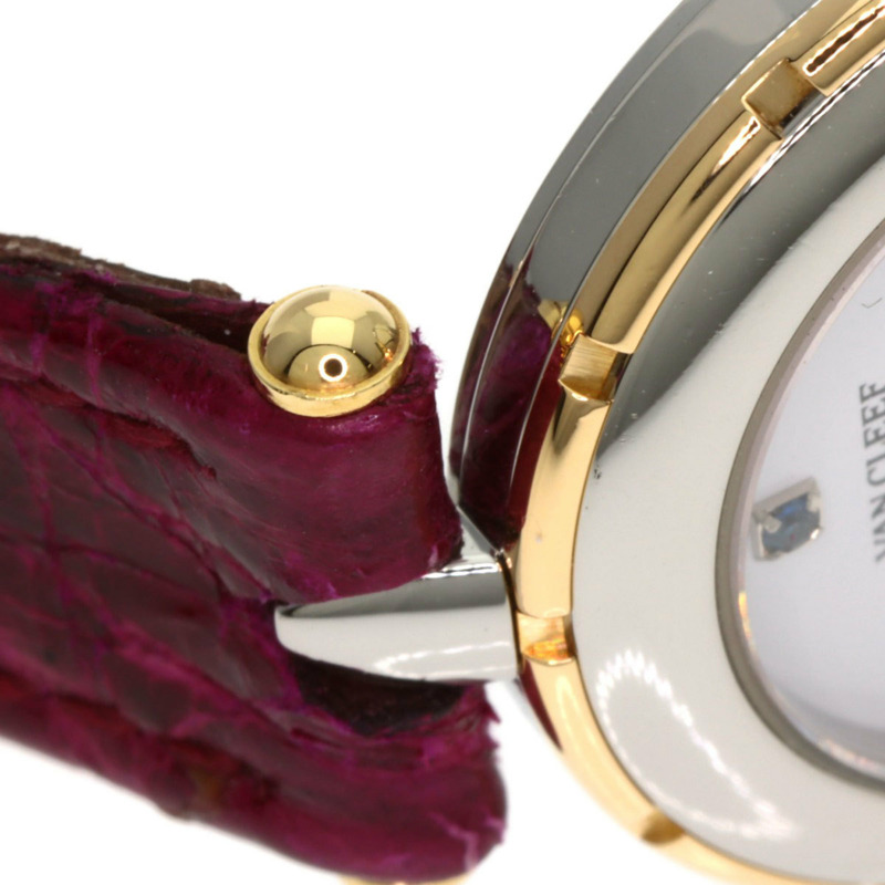 梵克雅寶 43607 La Collection 女士腕錶，精鋼和皮革錶帶，SSxGP-14