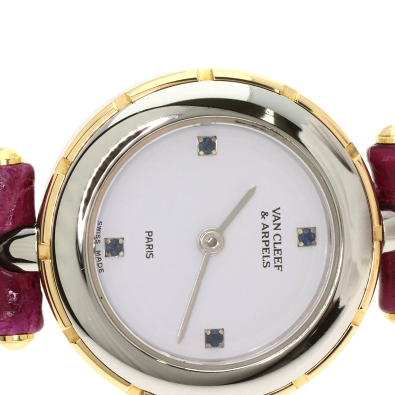 梵克雅寶 43607 La Collection 女士腕錶，精鋼和皮革錶帶，SSxGP-21